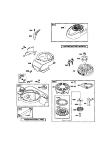 Rewind Starter/Fuel Tank Diagram and Parts List for 124T02-0853-E1C  Briggs and Stratton Engine